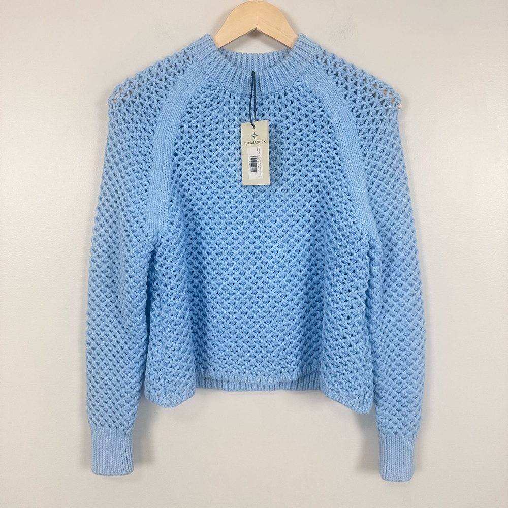 TUCKERNUCK Corsica Blue Crochet Knit Annette Sweater - Picture 6 of 11
